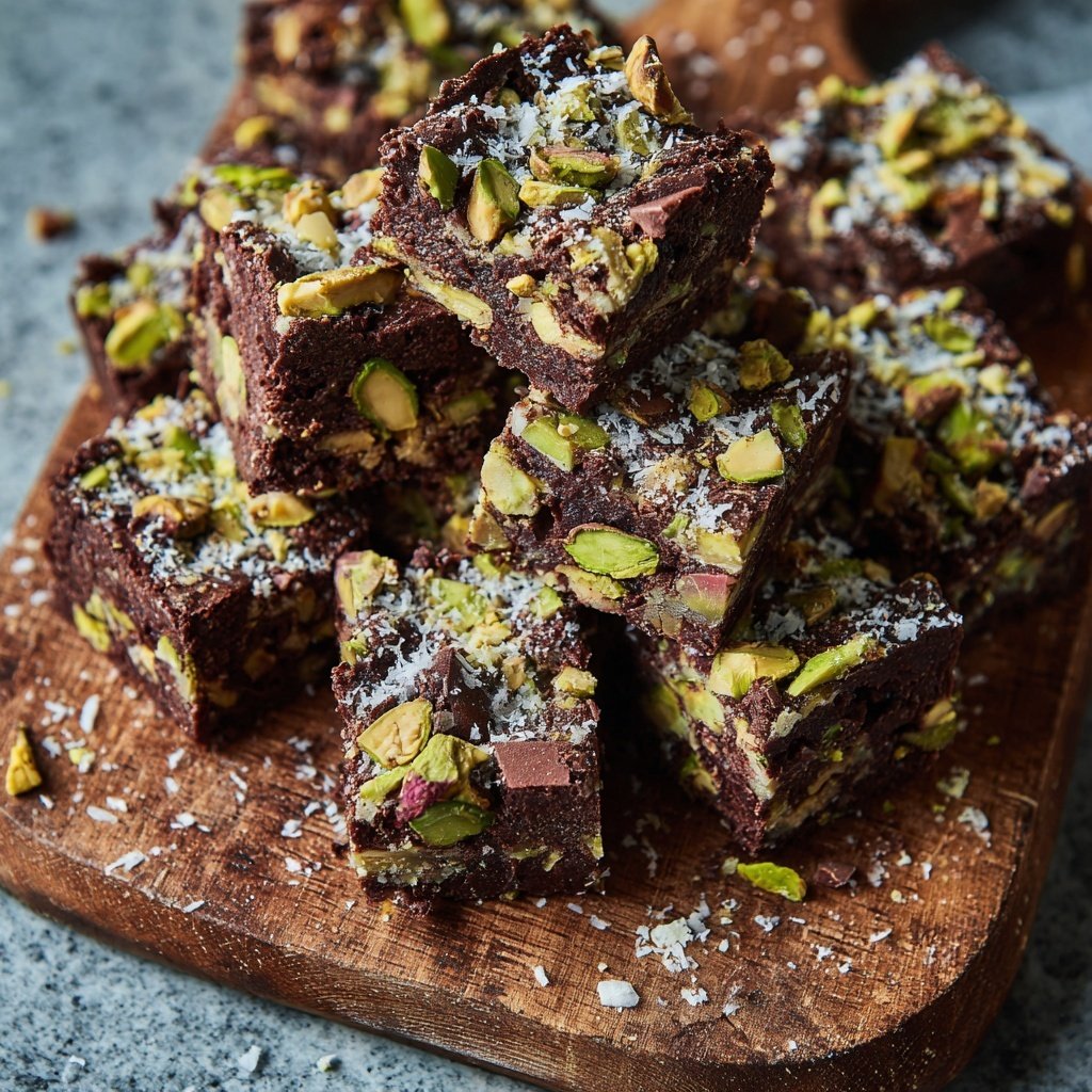 Chocolate Pistachio Coconut Squares