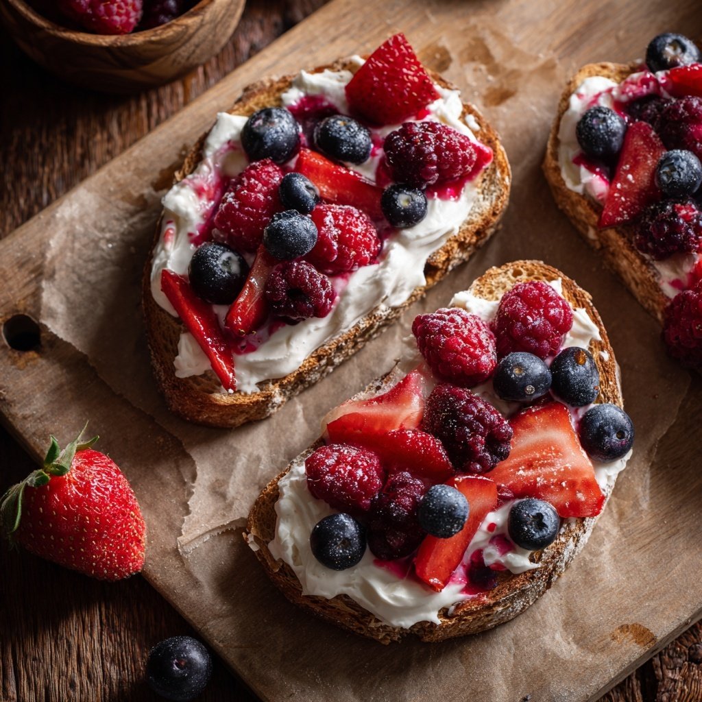 Valentines Breakfast Berry Yogurt Toast