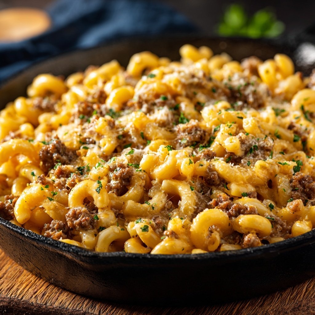 Hamburger Meat And Macaroni Skillet
